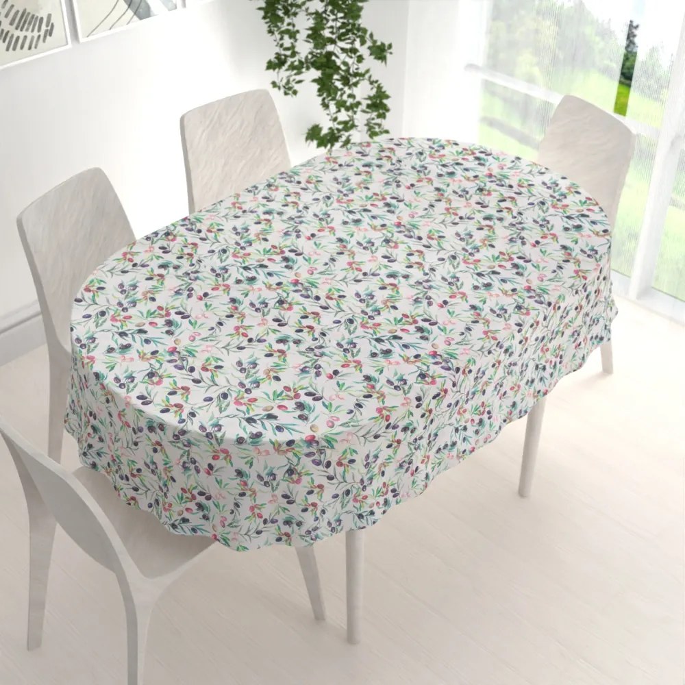 Biante Dekoračný oválny obrus Leona LN-145 Olivy na režnom 130x180 cm
