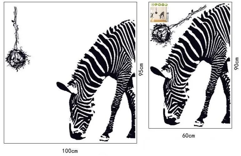 Samolepka na stenu "Zebra" 100x95 cm