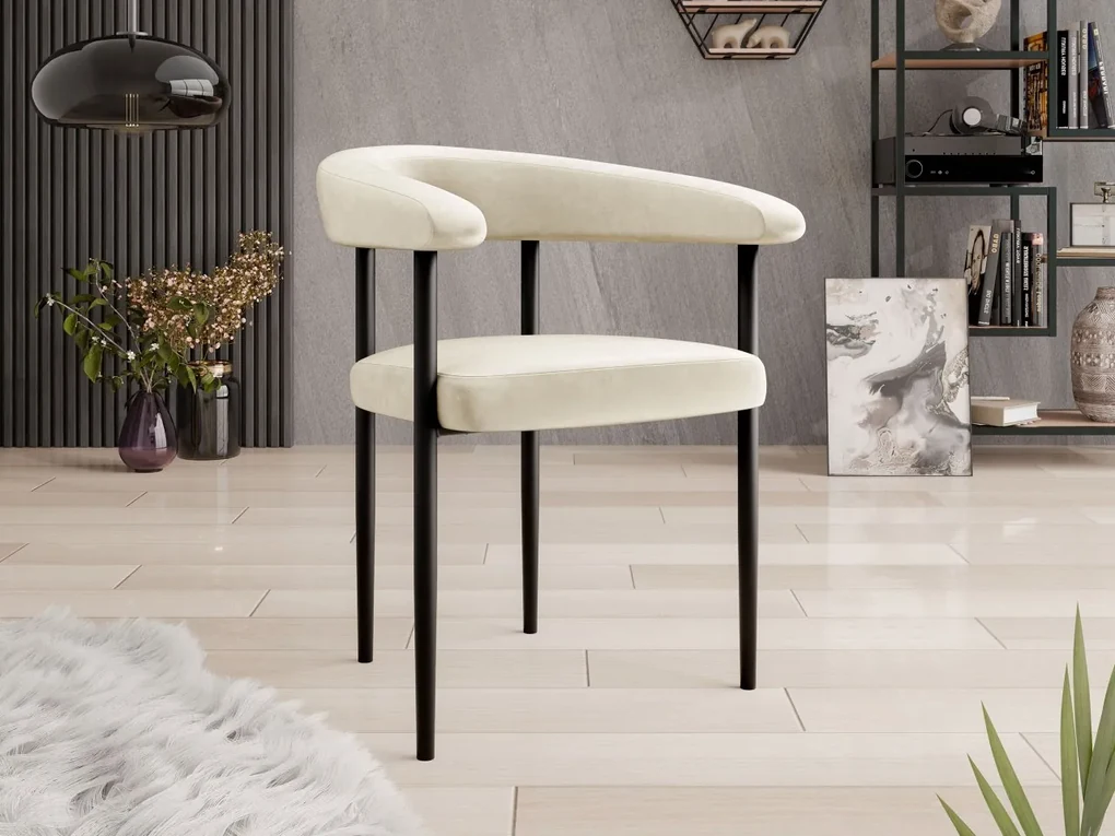 Čalúnená jedálenská stolička Ezukto, Dostupné poťahy: Magic Velvet 2240, Farby: čierna