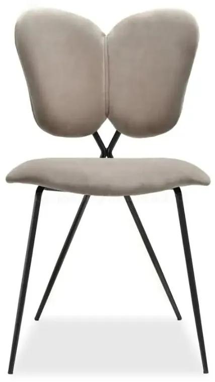 Dizajnová jedálenská stolička FLYN béžová + čierne nohy