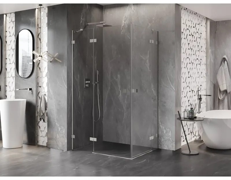 Mexen Lunar Duo, výklopný sprchový kút 105 x 70 cm, 8mm číre sklo, oceľový profil, 834-105L-070P-97-00