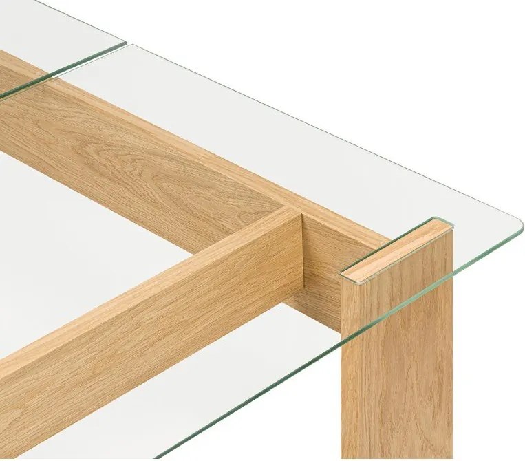Konferenčný stolík so sklenenou doskou v prírodnej farbe 86x132 cm Naiko – noo.ma