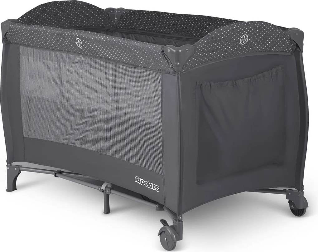 Ricokids Cestovná postieľka + matrac + taška 125 x 65 x 78 cm RK-242 antracit