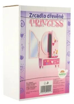 Teddies Zrkadlo šperkovnica Princess 3-dielne zásuvka drevo 16x25x8cm v krabici