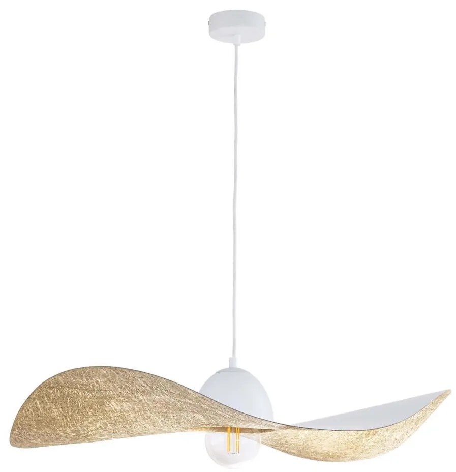 Luster na lanku KAPELLO 1xE27/60W/230V pr. 76 cm biela/zlatá