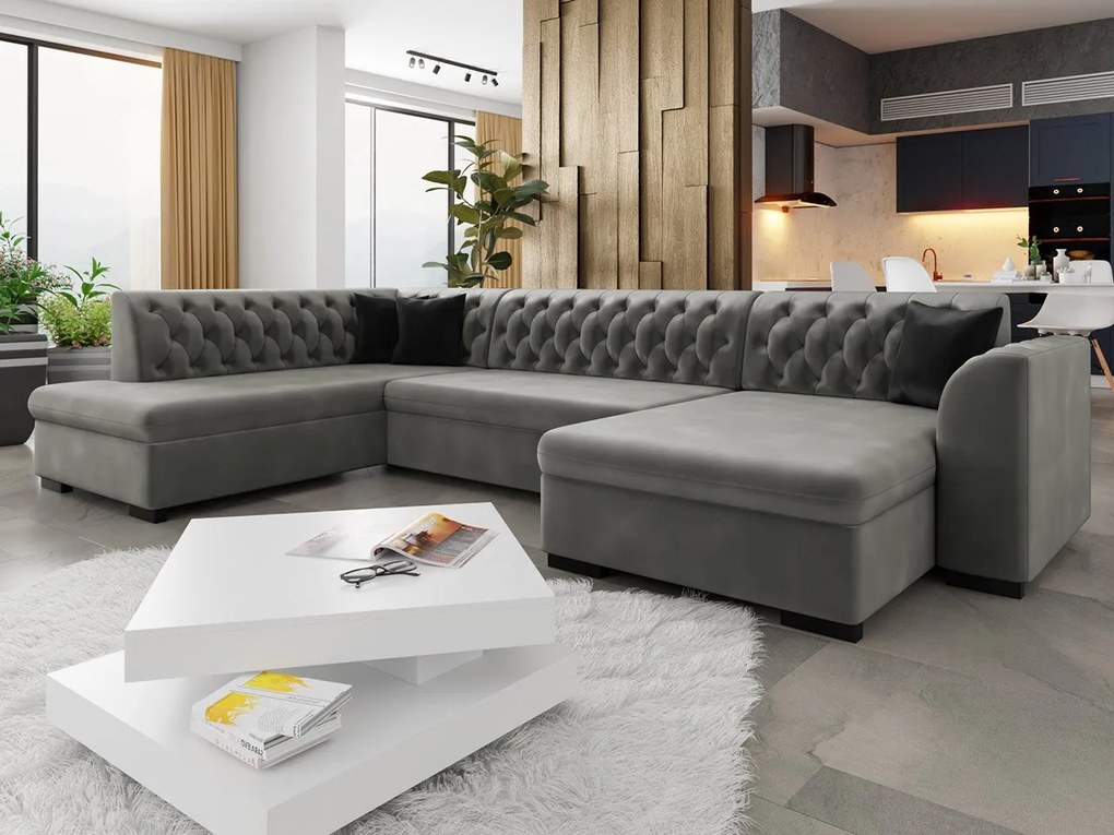 Veľká sedačka do obývačky Valdero, Dostupné poťahy: Magic Velvet 2227 + Magic Velvet 2227 + Evo 29, Strana: Ľavá