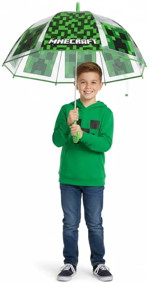 Detský transparentný dáždnik Minecraft Creeper - priemer 67 cm