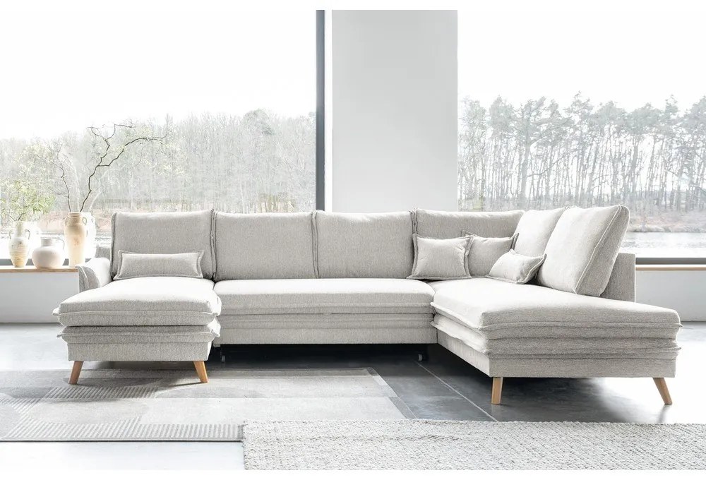 Béžová rozkladacia rohová pohovka (pravý roh/do tvaru "U") Charming Charlie – Miuform