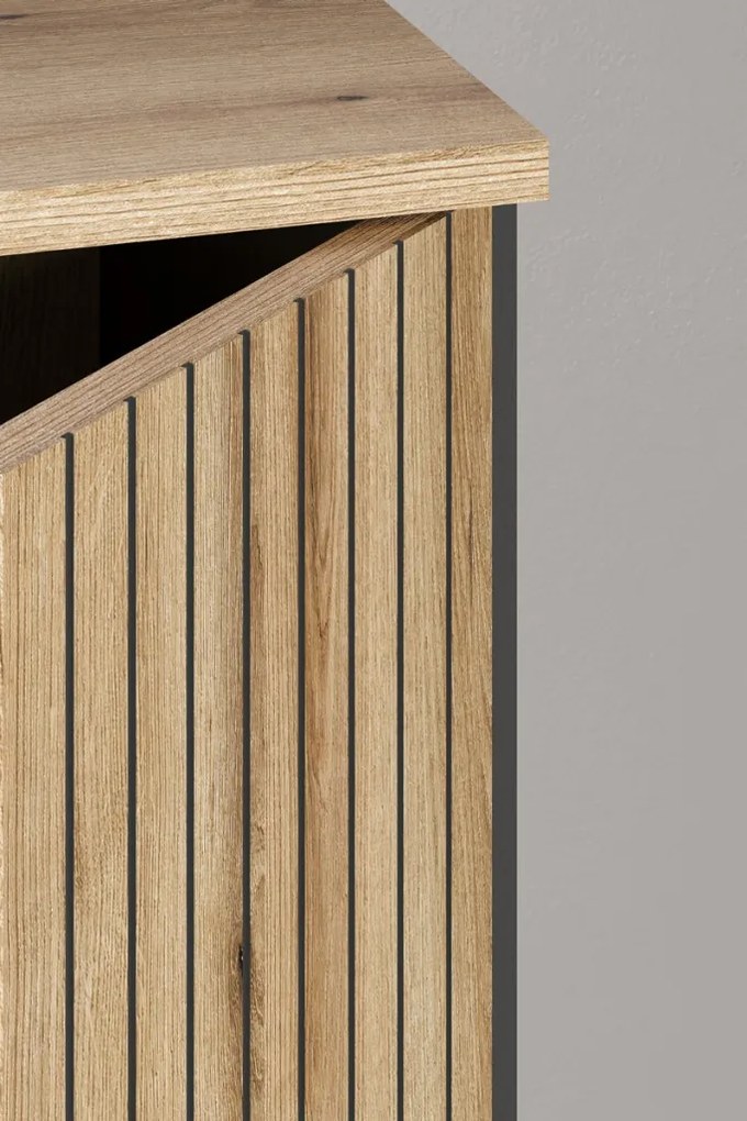 Závesná vitrína na stenu Esteban, antracit/dub evoke