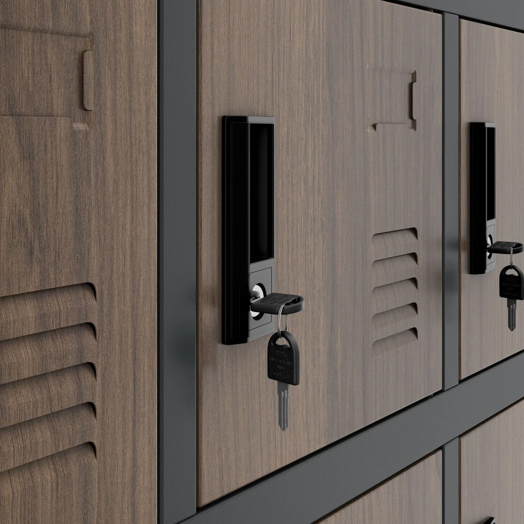 Pracovná skrinka s 18 priehradkami, antracitová/orechová, 900x1850x400 mm: KAROL Eco Design