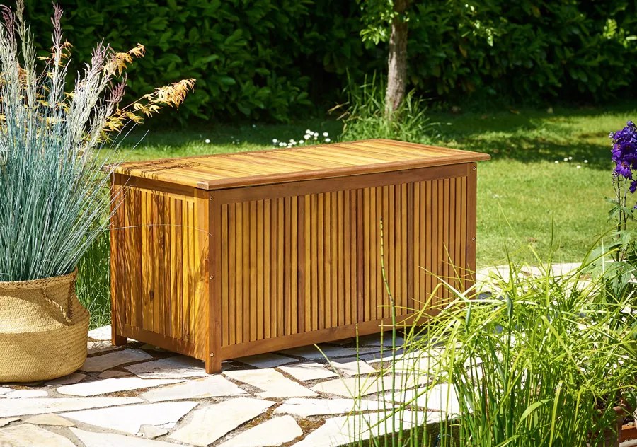 Casaria Drevený úložný box ACACIA, 117x50x59cm, prírodná hnedá