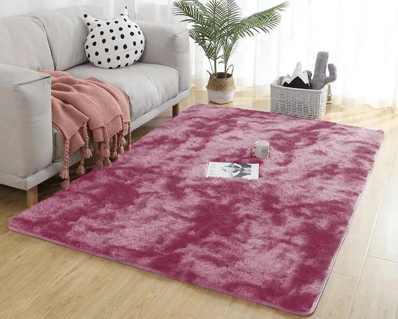 TZ Tmavoružový obdĺžnikový shaggy koberec Ombre Rozmer: 160x200 cm