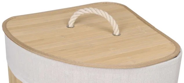 Rohový kôš na bielizeň 60 l bambusový béžový