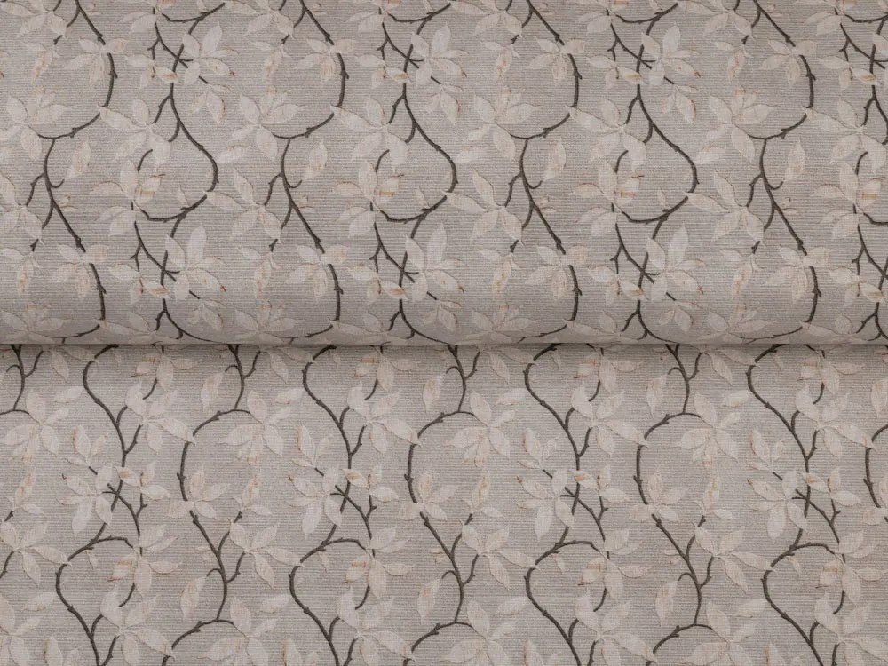 Biante Dekoračný záves PML-086 Popínavé vetvičky na hnedosivom 145x140 cm