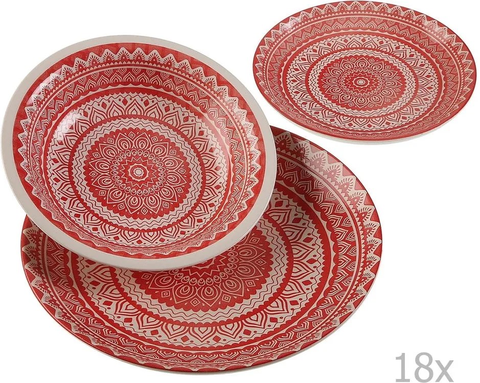Set 18-dielneho keramického riadu Versa Vajilla Roja