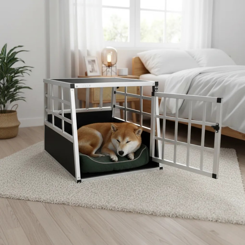 Prepravka pre psa BRUNO, 70x54x51cm, strieborná/čierna Cadoca