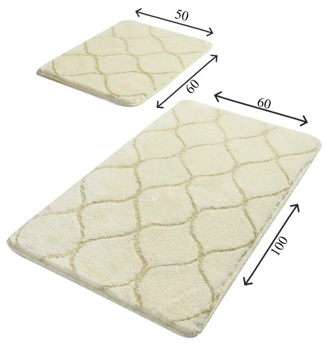 Súprava 2 béžových obdĺžnikových kúpeľňových predložiek Foutastic Wave