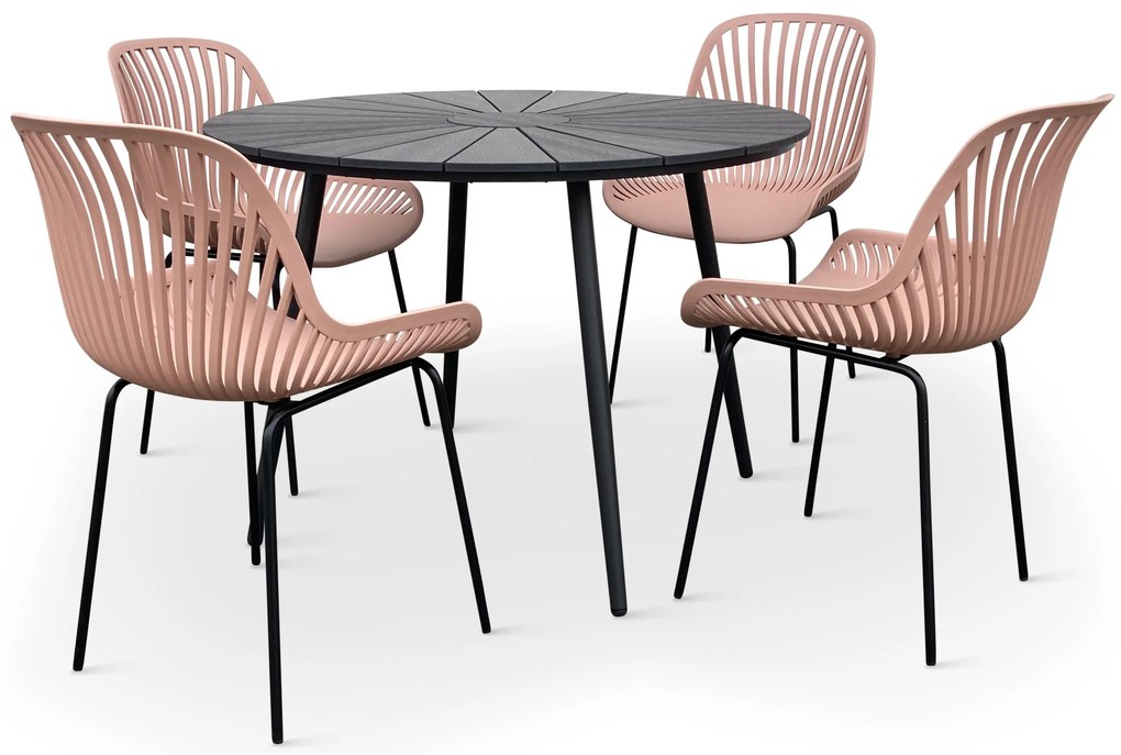 Noela Záhradný jedálenský set Wilder + 4x stolička GABY ružová