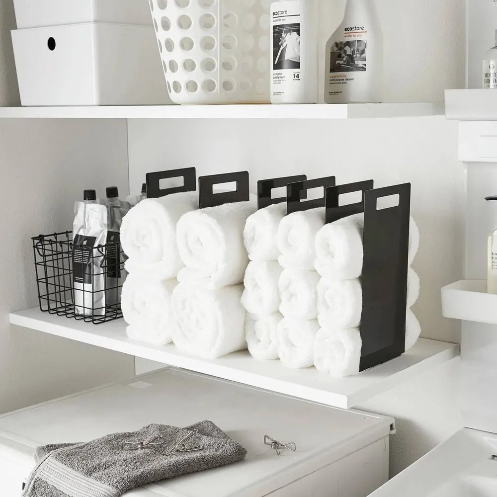 Čierne kovové stojany na uteráky v súprave 2 ks Tower – YAMAZAKI