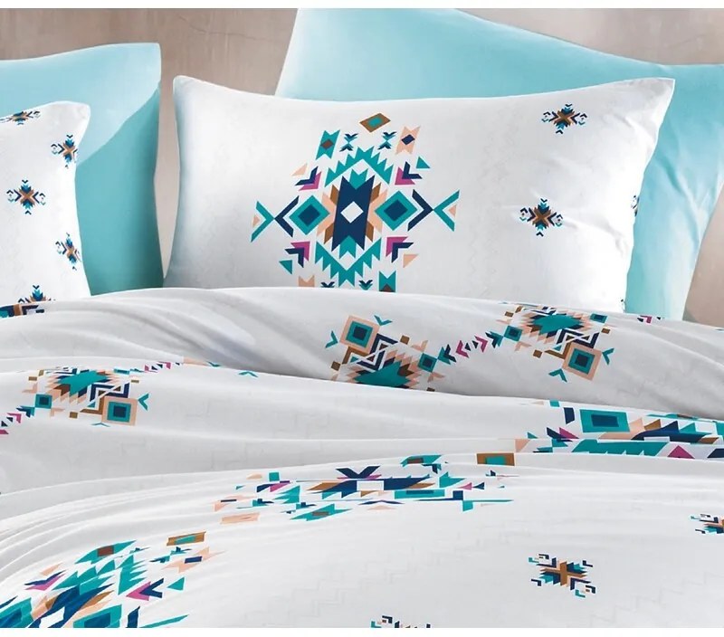 BedTex Bavlnené posteľná bielizeň Hippi tyrkysová,220 x 200 cm, 2 ks 70 x 90 cm, 220 x 200 cm, 2 ks 70 x 90 cm