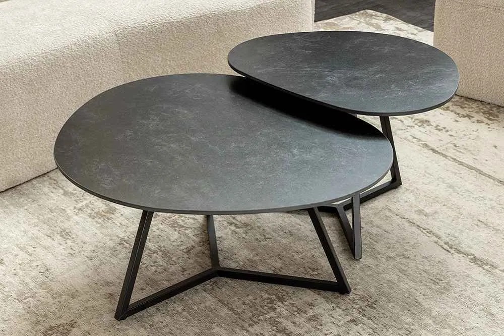 Keramický konferenčný stolík Paquita 70 cm antracitový