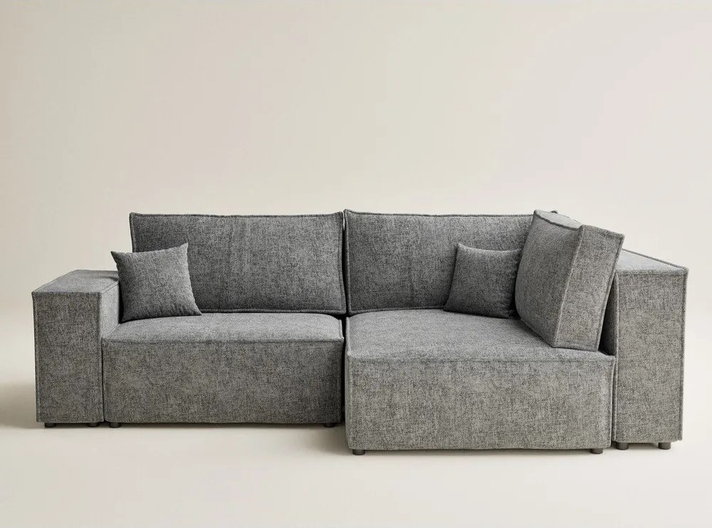 Sivá ženilková rozkladacia/s úložným priestorom rohová pohovka (pravý roh/do L) Tonga – Maison de Rêve