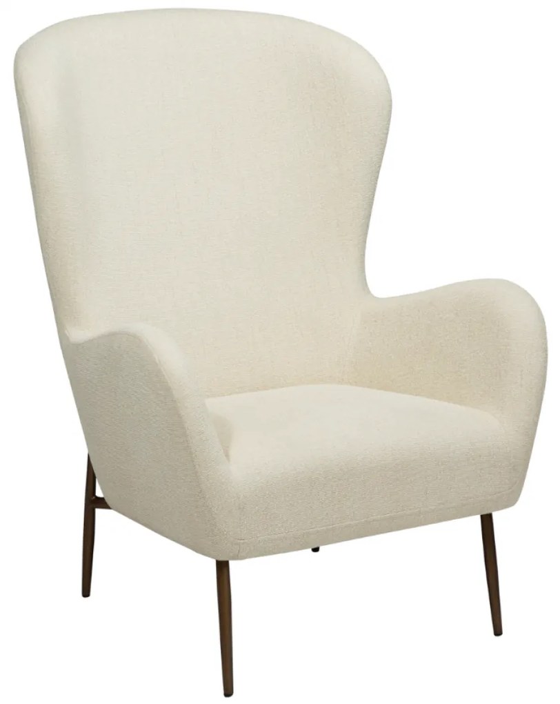 GLAM VYSOKÉ ČALÚNENÉ LOUNGE KRESLO bone white/antique brass