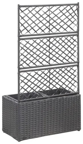 vidaXL Kvetináč s mriežkou, 2 nádoby 58x30x107 cm, polyratan, čierny-
