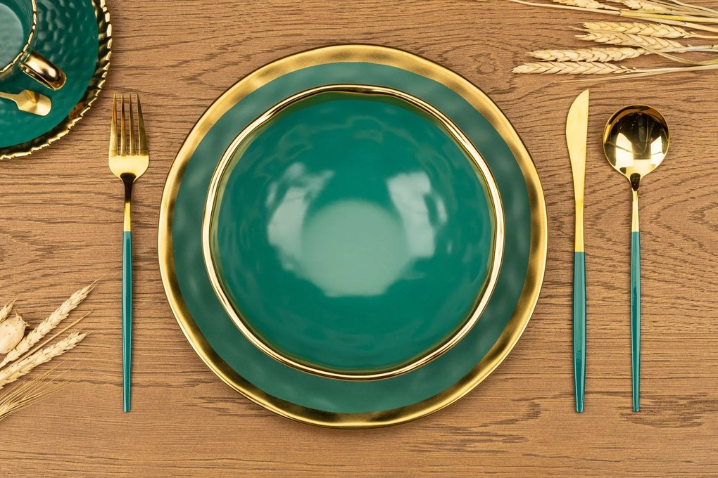 Keramická súprava tanierov Lissa Green Gold 8ks