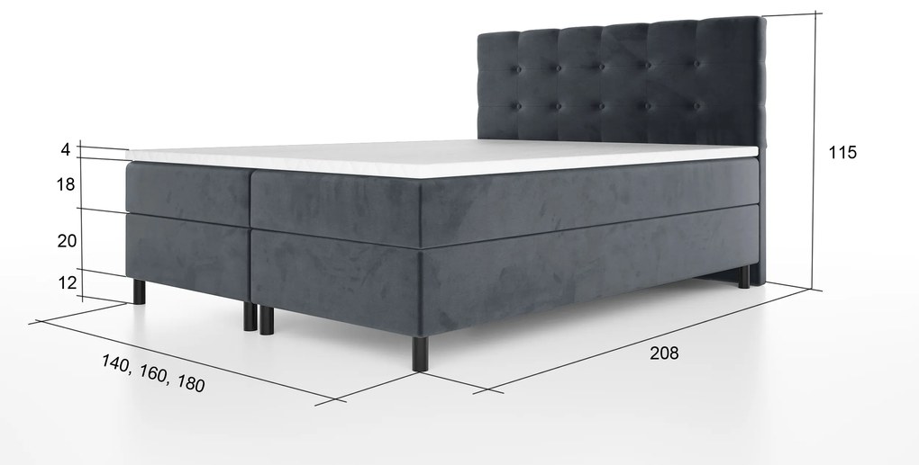 Posteľ Alexander 180x200 cm béžová