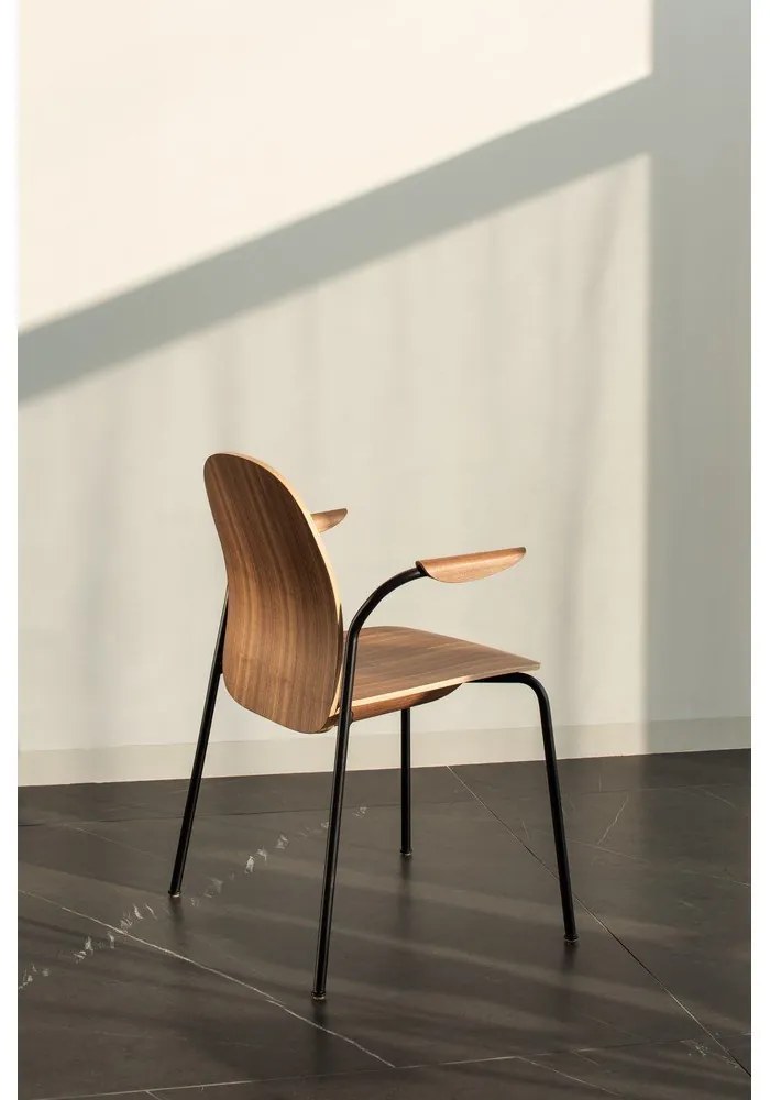 Koňakovohnedé/v prírodnej farbe jedálenské stoličky v súprave s podrúčkami/stohovateľné 2 ks v dekore orecha Book – Gazzda