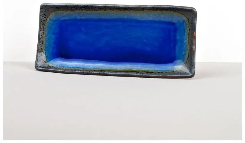 Modrý keramický servírovací tanier Mij Cobalt, 29 x 12 cm