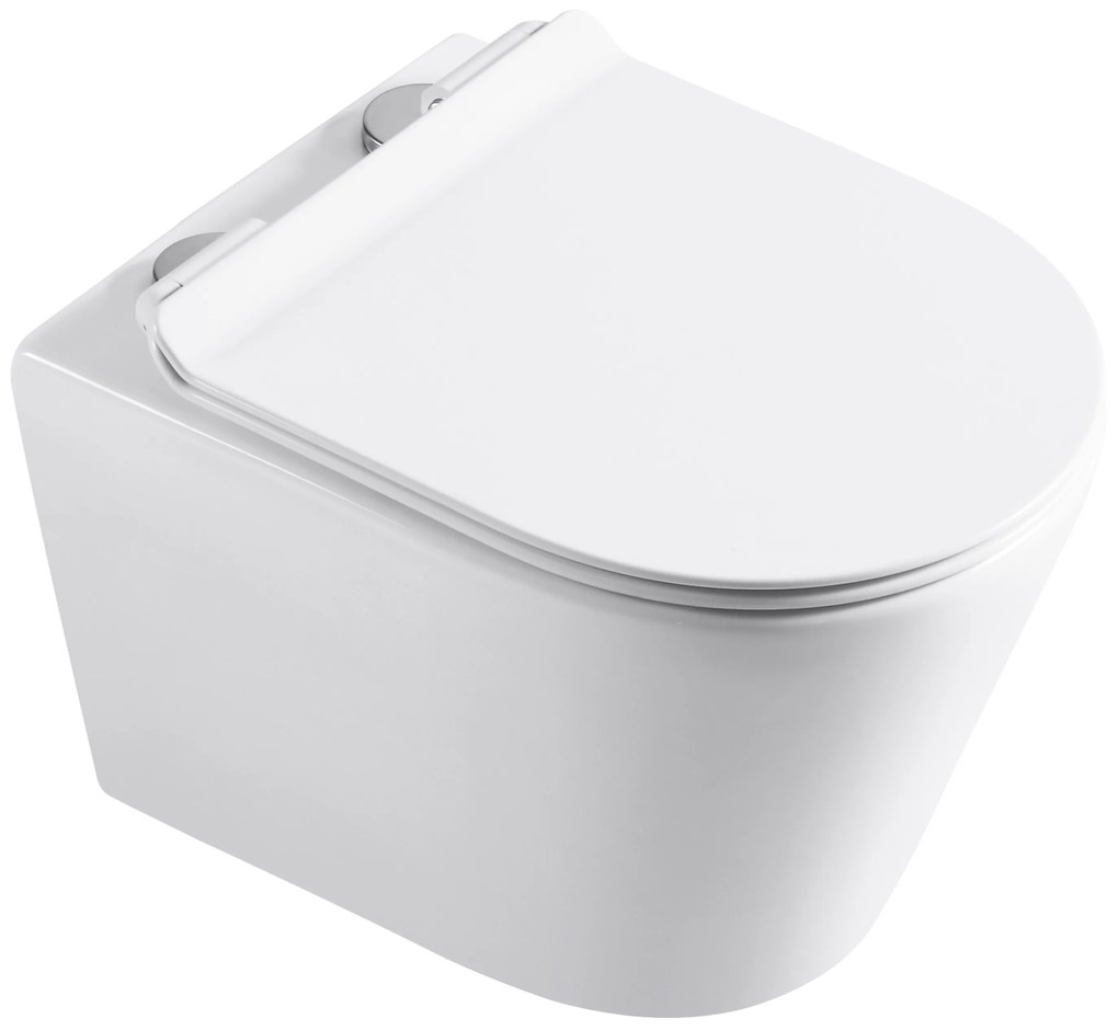 Cerano Norbi, závesná WC misa Rimless 485x365x360 mm + UF toaletné sedátko, biela lesklá, CER-CER-417380