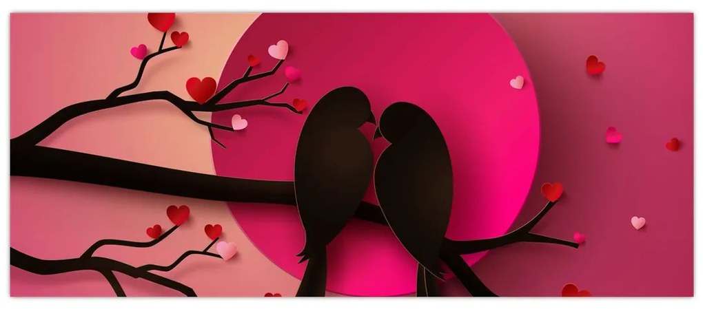 Obraz - Zamilované vtáčiky (120x50 cm)