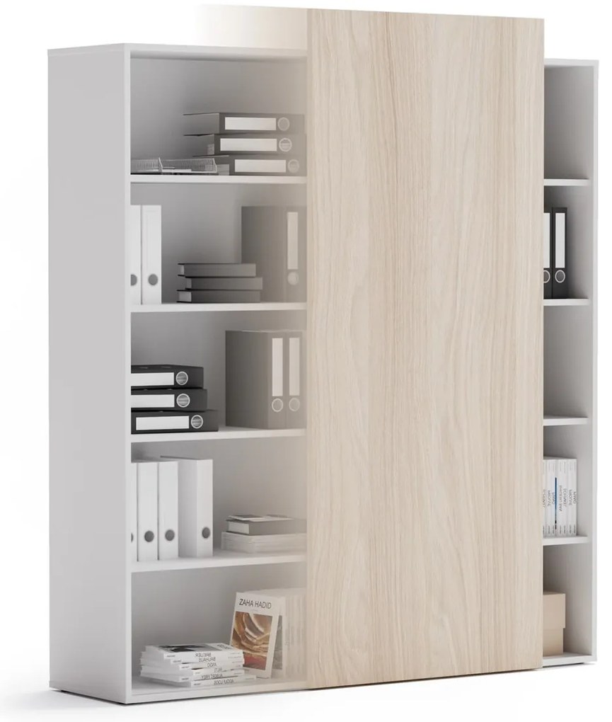 PLAN Skriňa vysoká otvorená BLOCK White, 1600 x 400 x 1748, dub prírodný