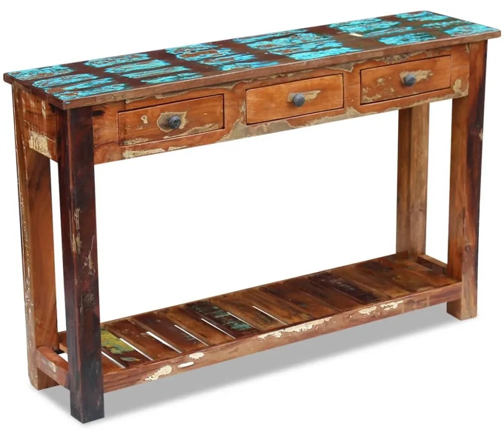 vidaXL Prístavný stolík z recyklovaného dreva, 120x30x76 cm