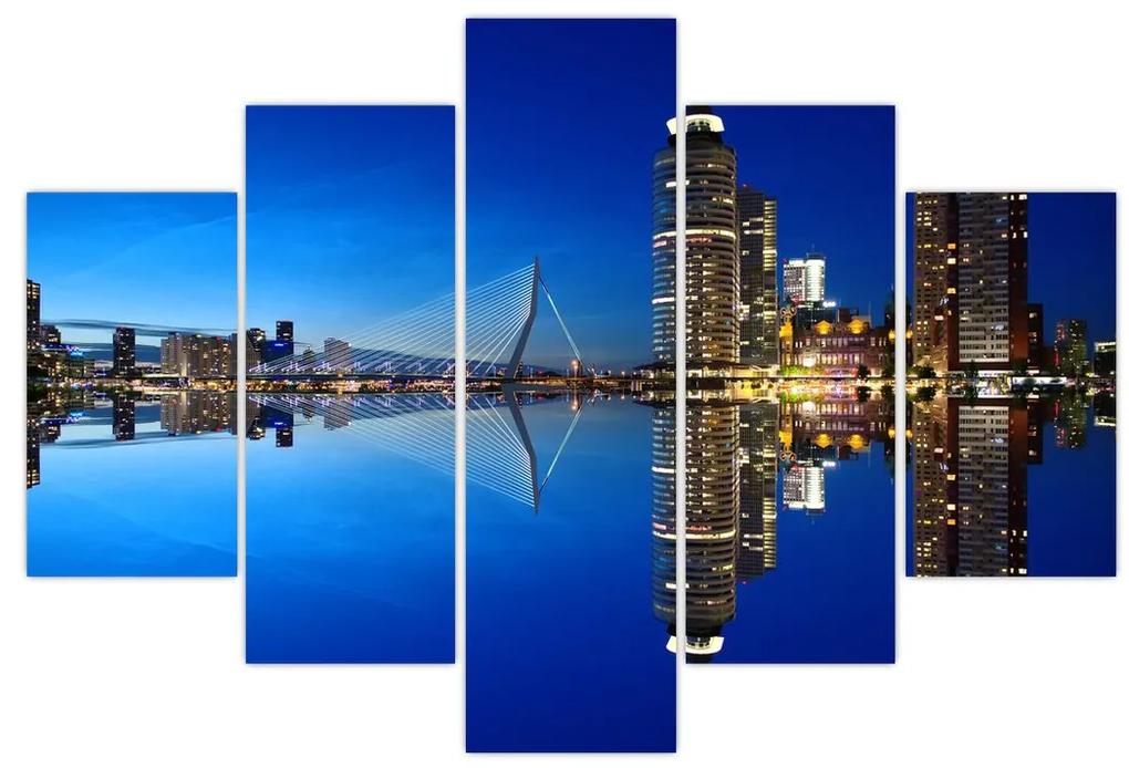 Obraz - nočný Rotterdam (150x105 cm)