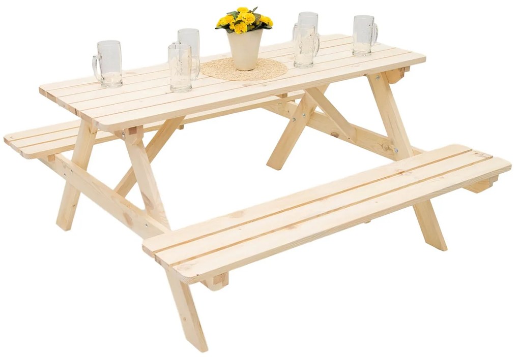 Deokork Masívny drevený pivný set z borovice 160 cm hrúbka 28 mm