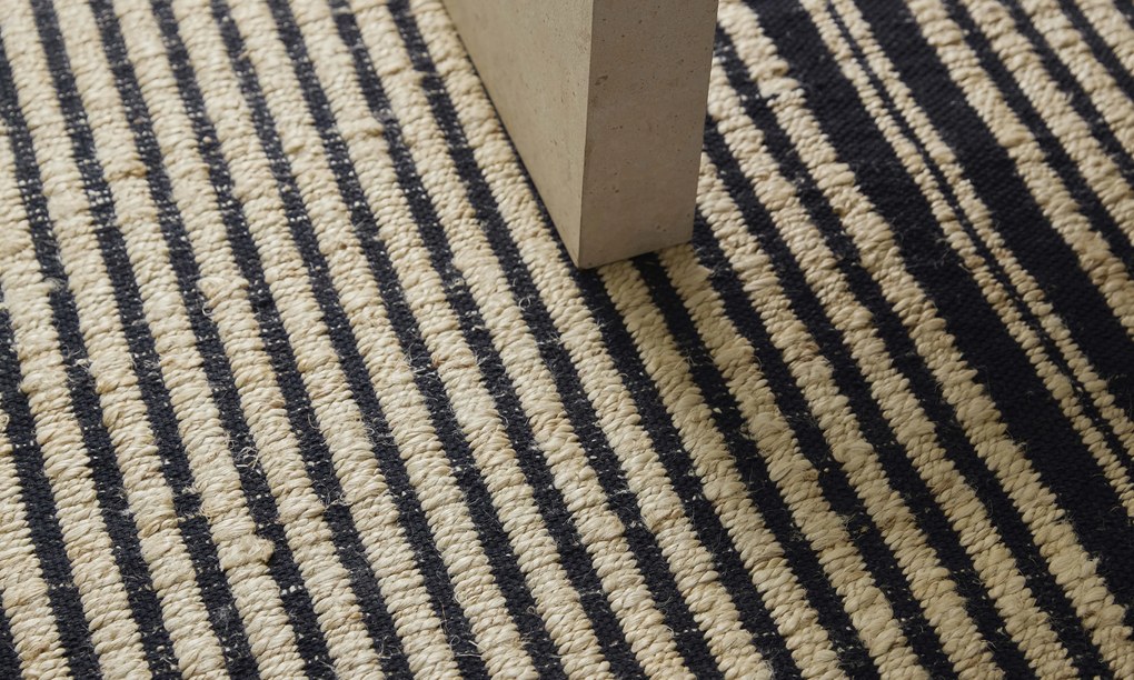 Diamond Carpets India, Ručne viazaný kusový koberec Elowen 116 Natural, 120x170, čierna, chodba / predsieň