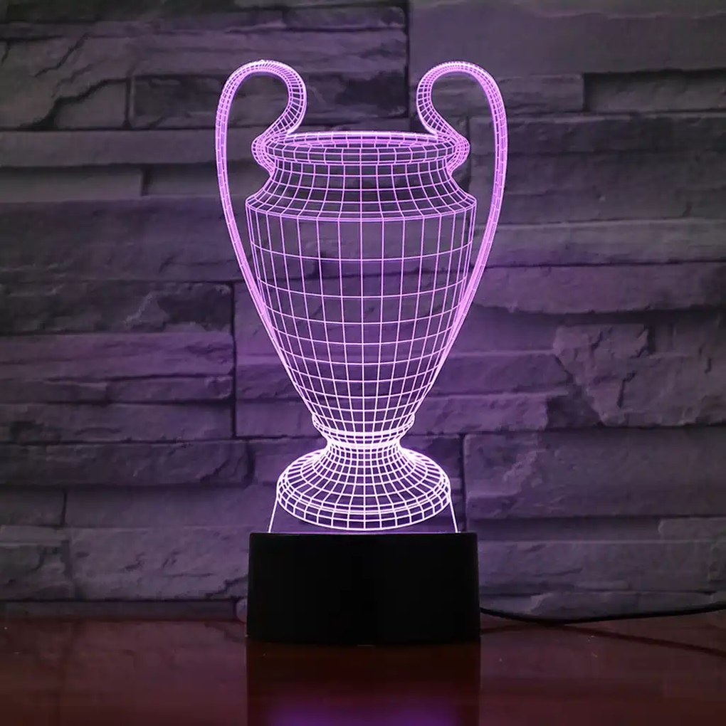 3Dmix 3DL-CRK020 – 3D LED nočná lampa - Pohár pre víťazov (Trofej) (Crack základňa)