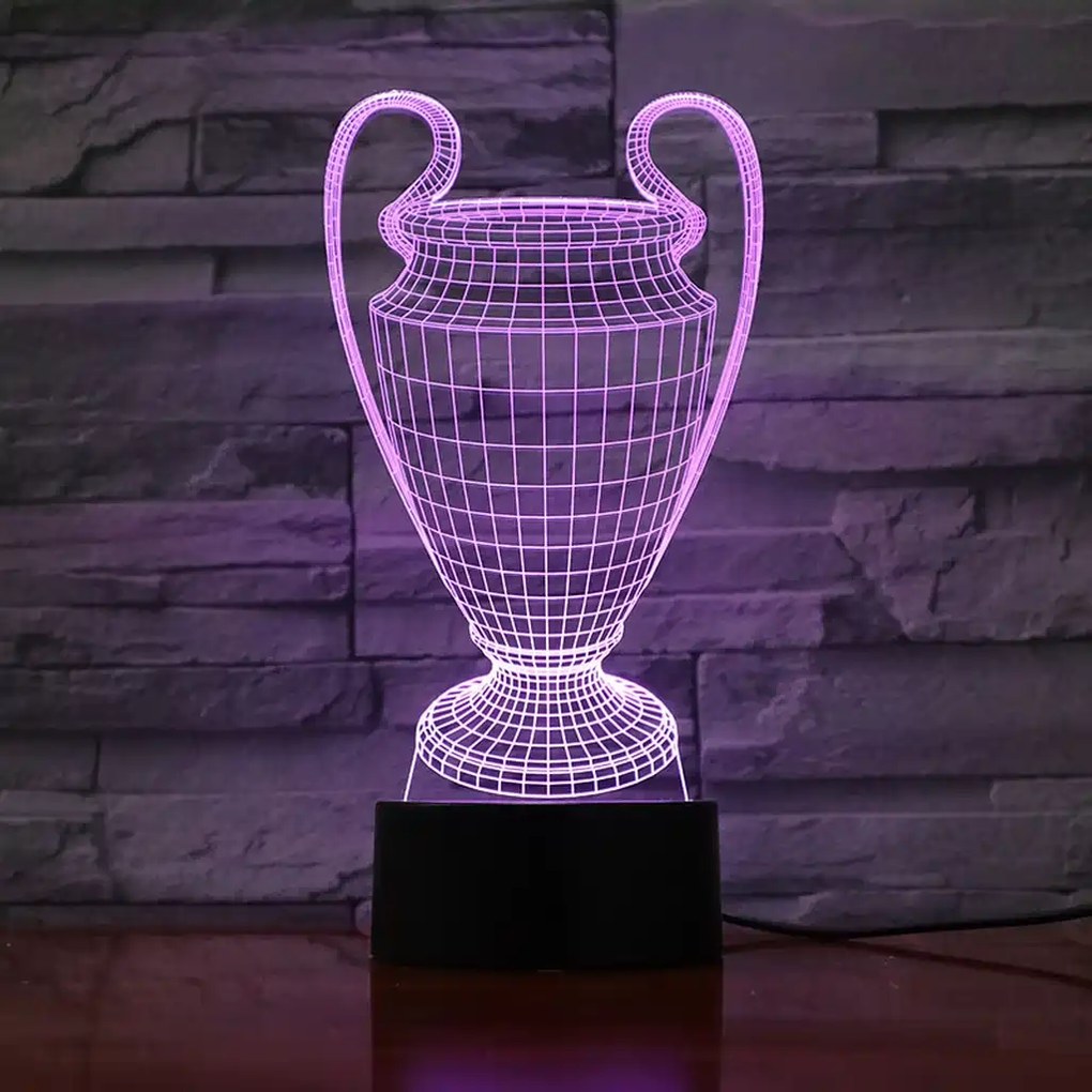 3Dmix 3DL-BTB020 – 3D LED nočná lampa - Pohár pre víťazov (Trofej) (Bluetooth reproduktor - farba biela)