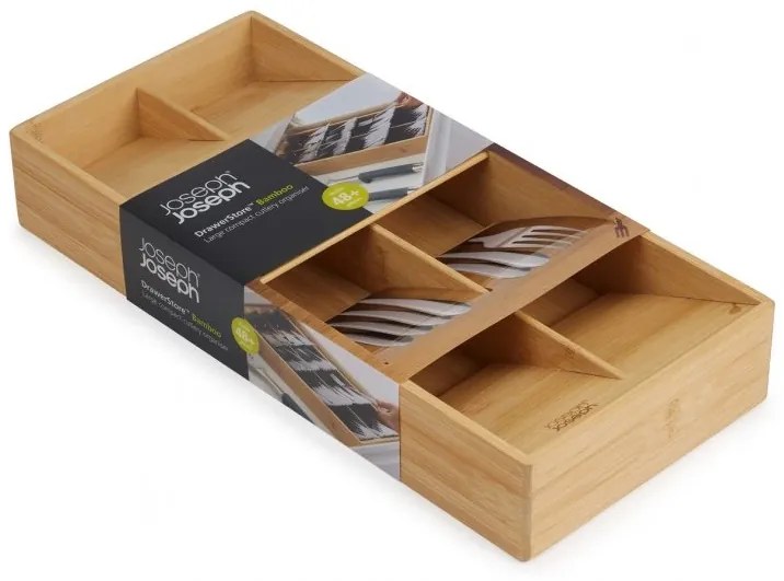 Organizér na príbory, príborník JOSEPH, 50 % úspora miesta, bambus 38 x 17,5 x 6 cm