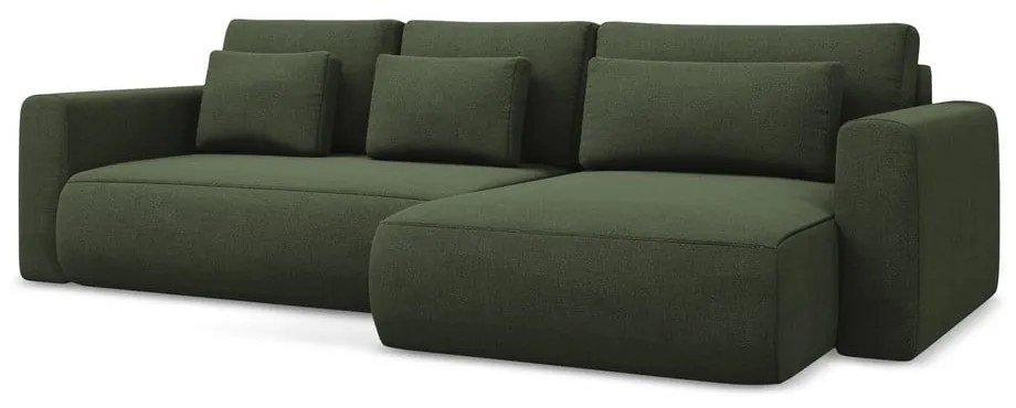 Khaki rozkladacia/s úložným priestorom rohová pohovka (pravý roh/s leňoškou) Kapua – Makamii