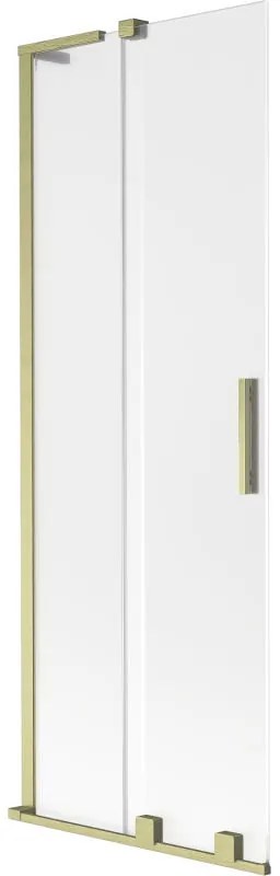 Mexen Velar L, 2-krídlová posuvná vaňová zástena 75 x 150 cm, 8mm sklo námraza, zlatá matná, 896-075-003-31-55