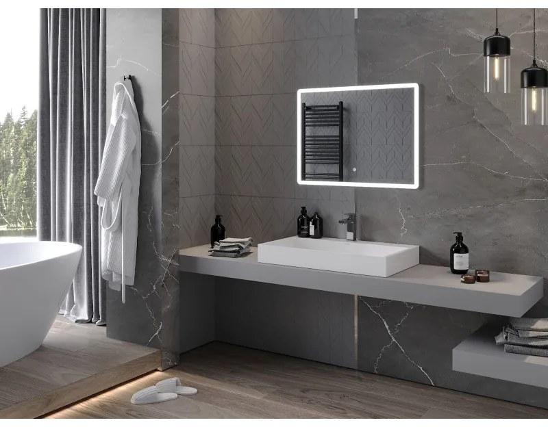 Mexen Navia, LED kúpeľňové zrkadlo s podsvietením 80 x 60 cm, 6000K, ochrana proti zahmlievaniu, 9803-080-060-611-00