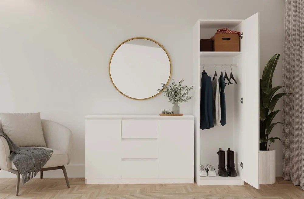 Šatníková skriňa Malwa 50 cm so zrkadlom biela