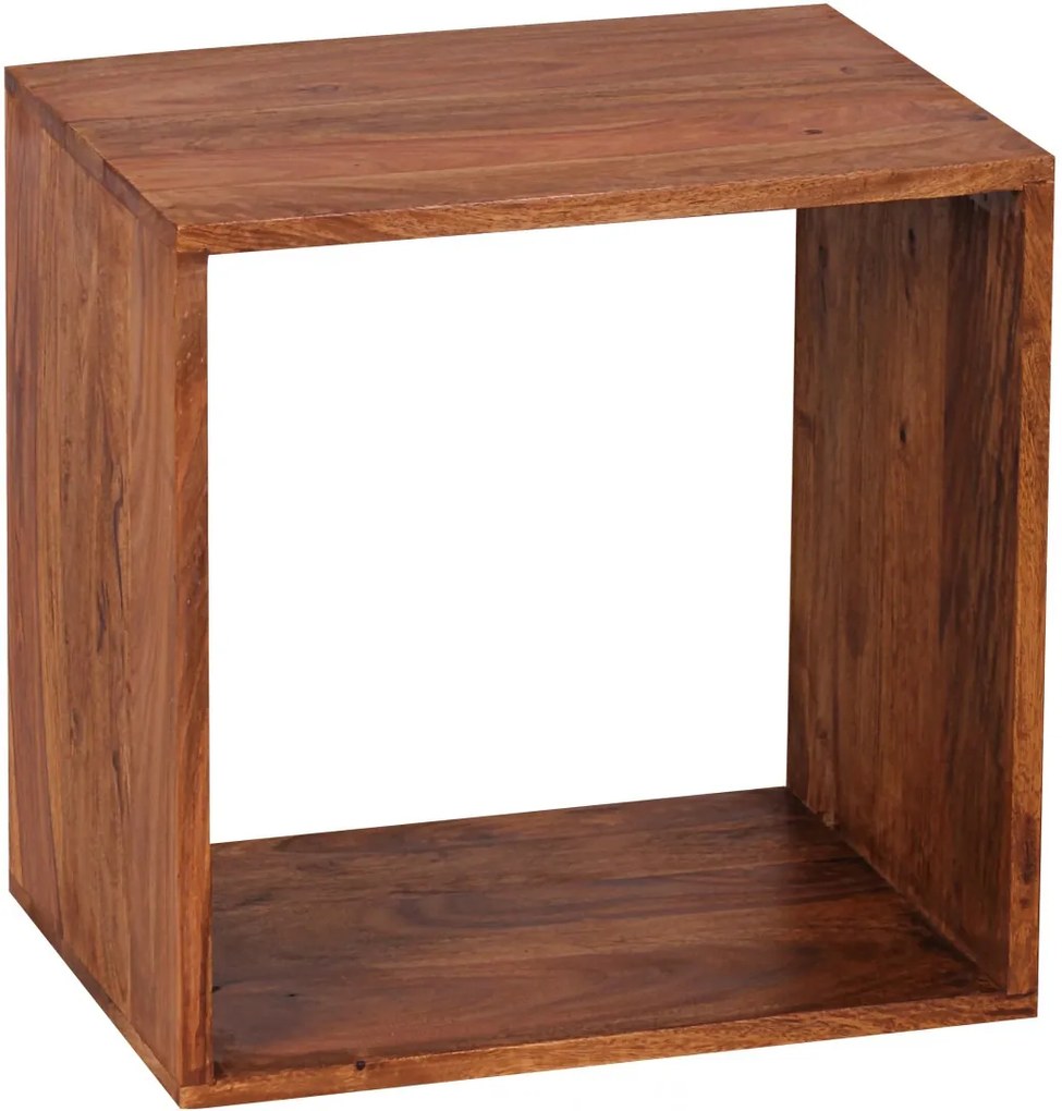Odkladací stolík / regál Mumbai cube, 43,5 cm, masív Sheesham