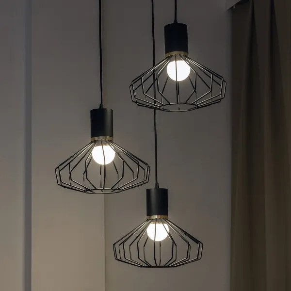 Luster na lanku SOLANO 3xE27/15W/230V čierna/zlatá