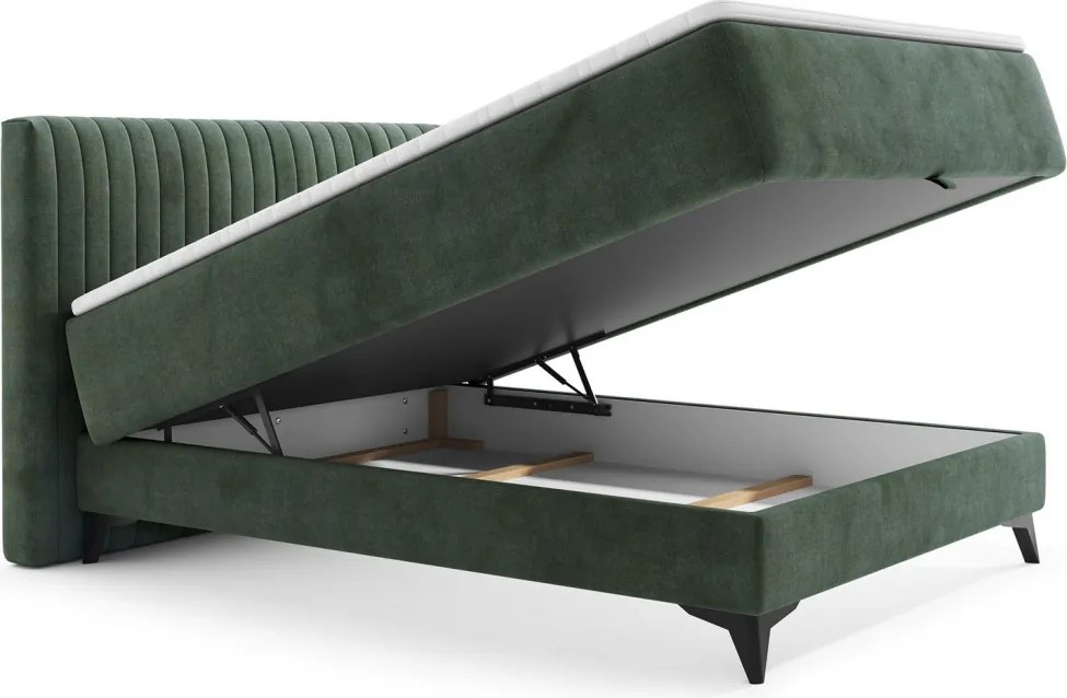 Posteľ Kalla 140x200 cm, fľaškovo zelená látka