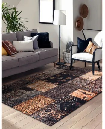 Koberec ANTIKA Ancient Chocolate patchwork hnedý / terakota